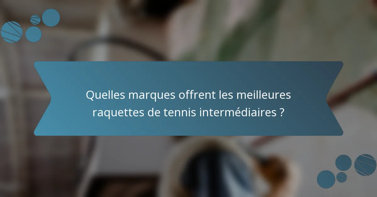 Quelles marques offrent les meilleures raquettes de tennis intermédiaires ?